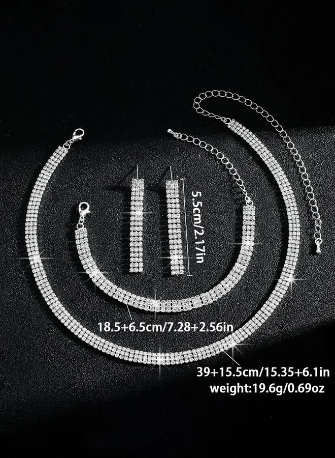 تايك تو طقم مجوهرات 3 قطع عقد وسوار وأقراط منمقة